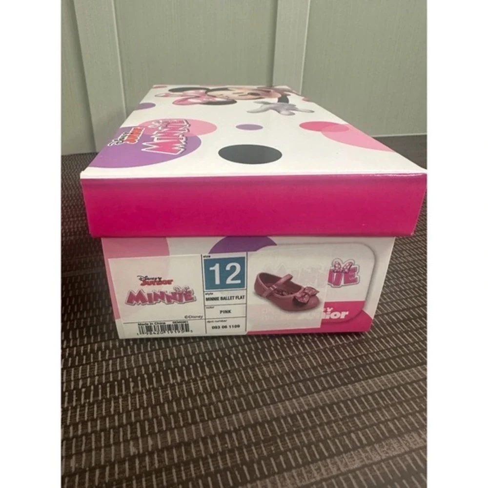 Disney Minnie Mouse Pink Glitter Mary Jane Ballet Flats Girls Size 12 New in Box